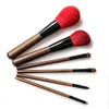 Close-up of the Eco-Friendly 6-Piece Makeup Brush Set with wooden handles