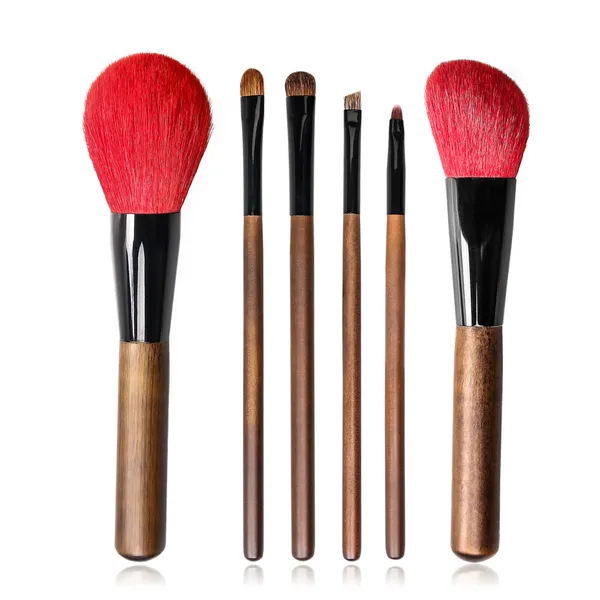 All six brushes in the Eco-Friendly 6-Piece Makeup Brush Set arranged neatly