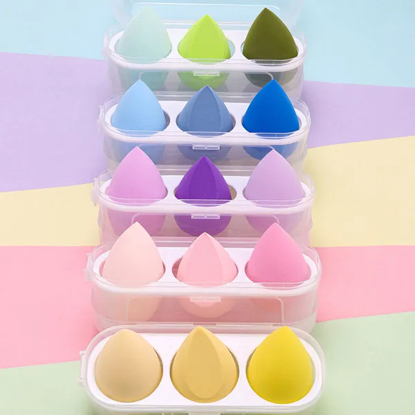 Close-up of colorful makeup sponges for flawless application