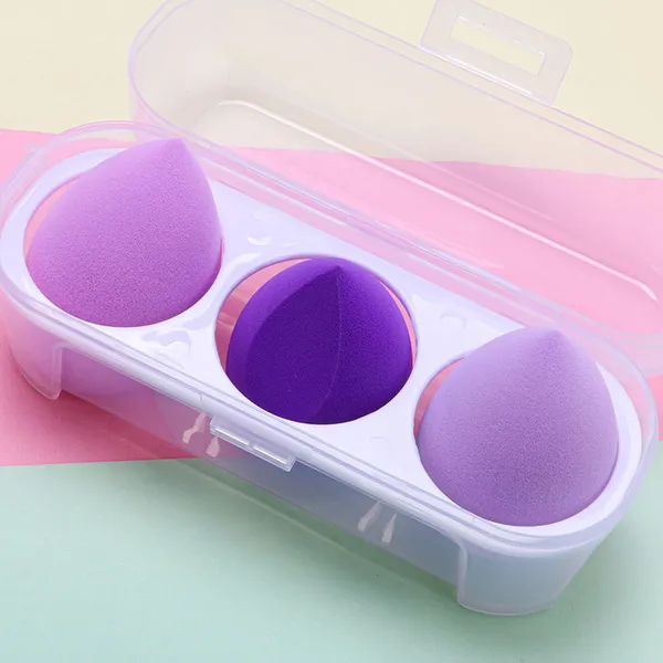 Colorful makeup sponges displayed with a custom box