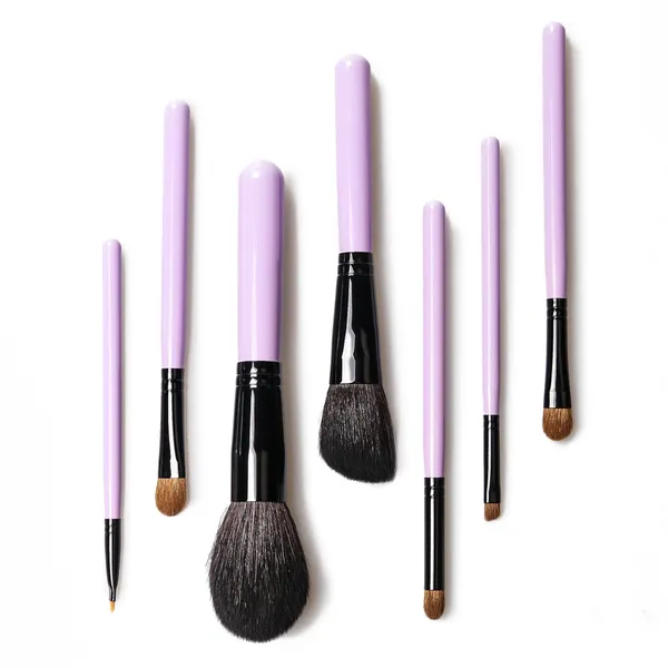 Makeup brushes arranged in a stylish layout