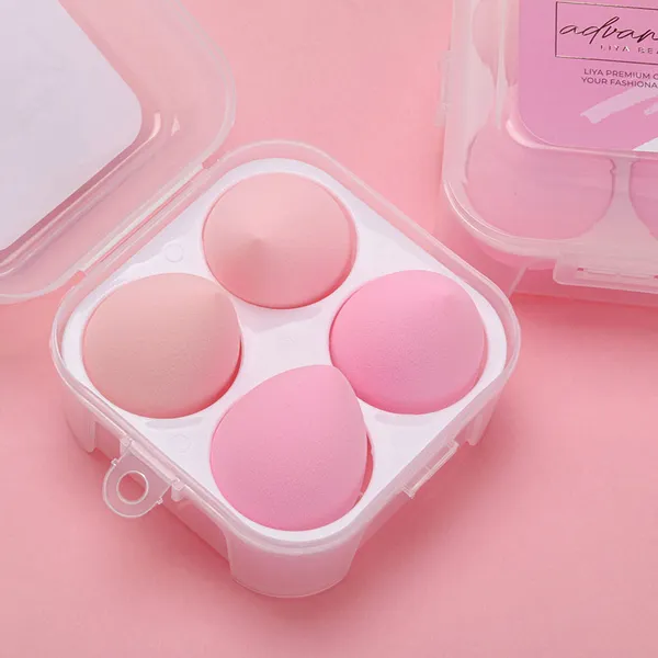 Flat lay of vegan beauty blender sponge set