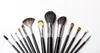 Close-up of the soft bristles of the Elegant Black Makeup Brush Set