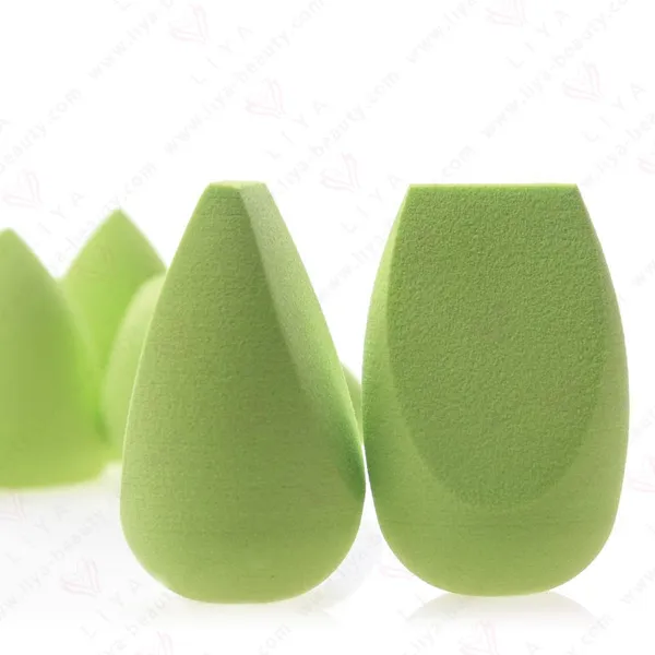 Close-up of Green tear dual-cut beauty sponge