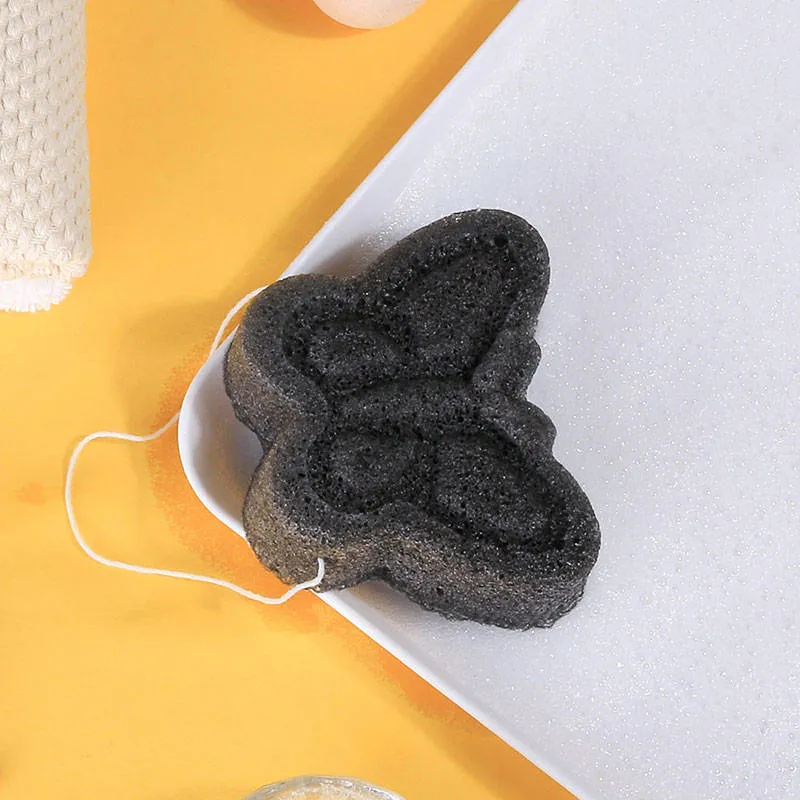 Eco-Friendly Bamboo Charcoal Konjac Sponge - Close-Up View