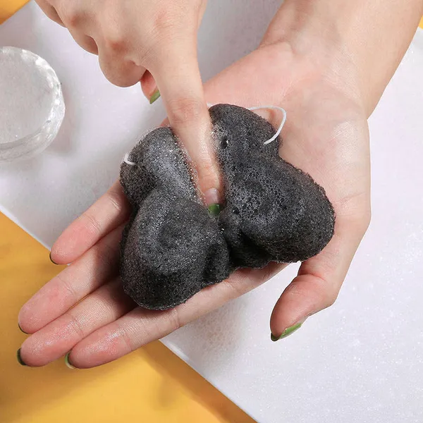 Eco-Friendly Bamboo Charcoal Konjac Sponge - Side View