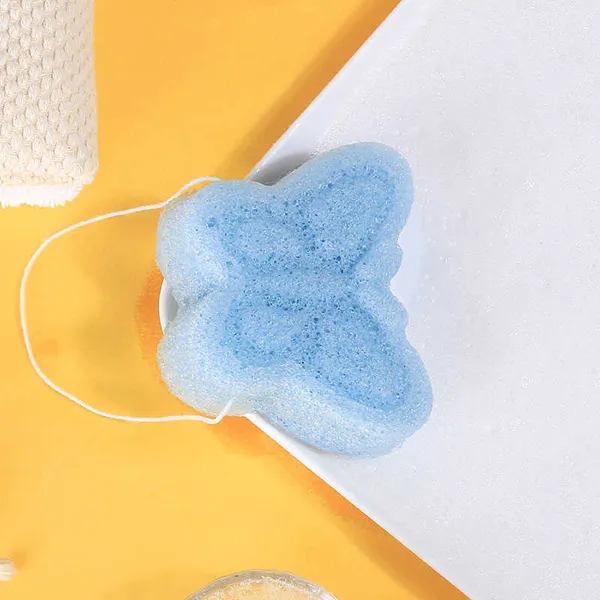 Blue Butterfly Konjac Sponge for facial cleansing