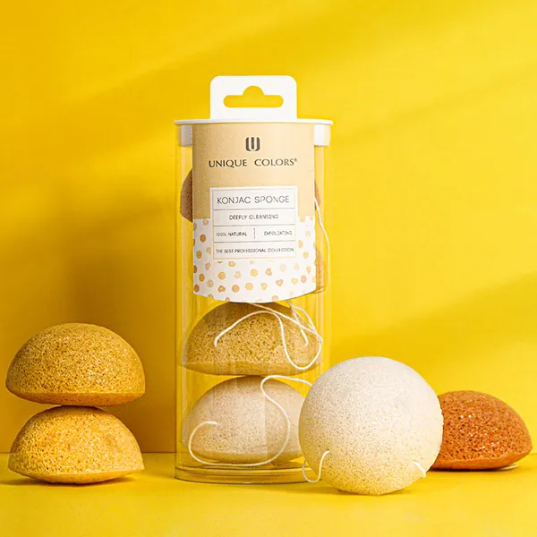 Natural Konjac Facial Cleansing Sponge in use