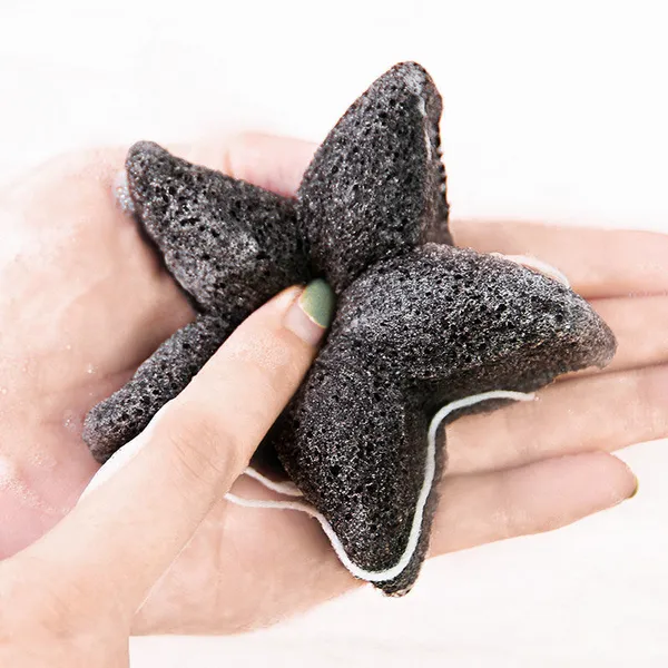 Close-up view of star-shaped konjac sponge