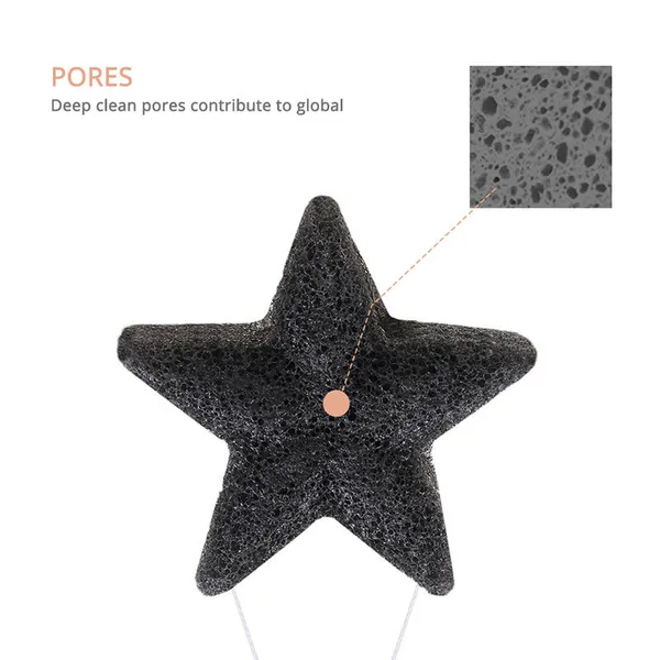 Detailed view of the star-shaped konjac sponge texture